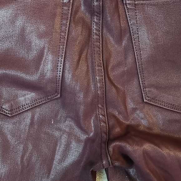 Sam Edelman The Kitten Ankle Skinny Burgundy Black Side Striped Coated Jeans 26 - Picture 12 of 16